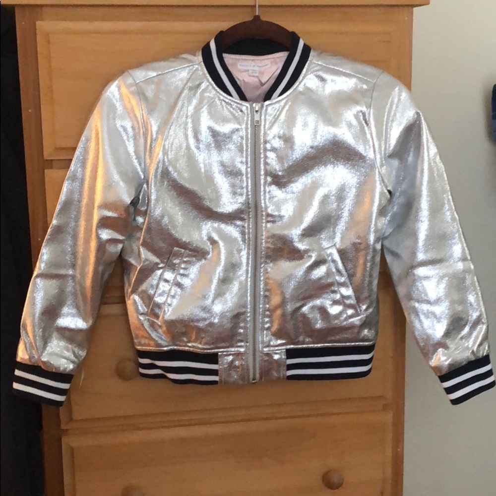 Silver metallic bomber jacket